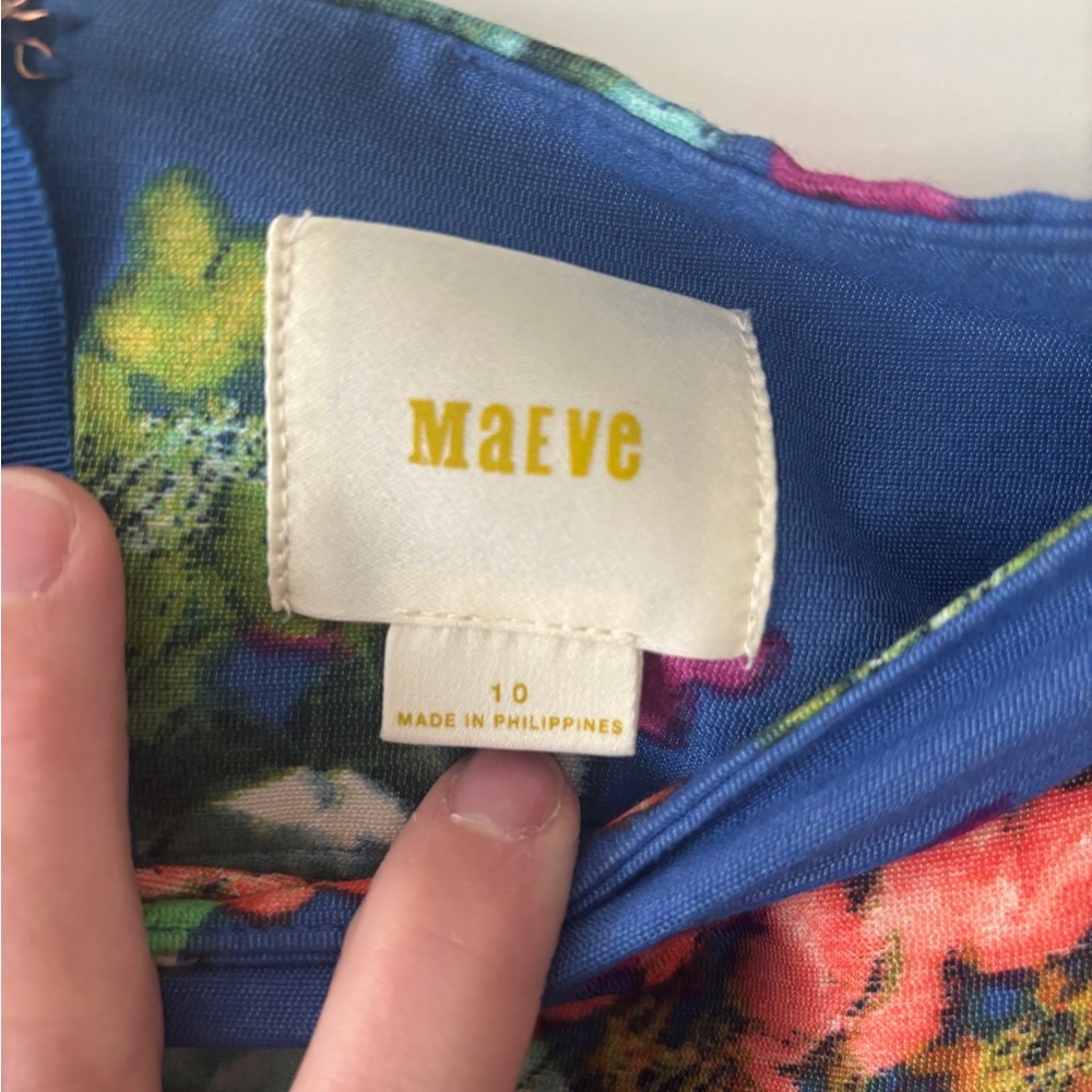 Anthropologie Maeve Garden Days Skirt Blue Floral Full Pleated Sz 10 EUC - Picture 3 of 5